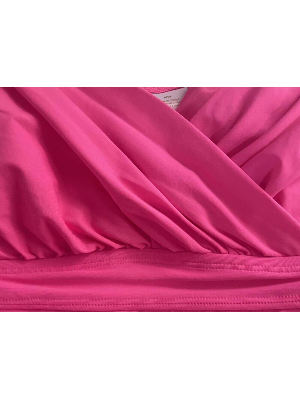 Anne Cole Hot Pink Gold Tankini Swim Top Women’s Size 16W NWT Beach Ruched Flowy - Picture 7 of 13